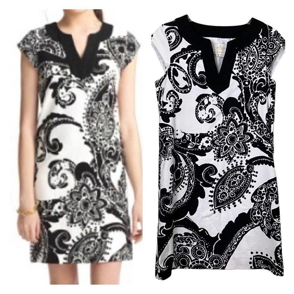 Kate Spade New York Heleen Black Multi Paisley Print Shift Dress Size 6